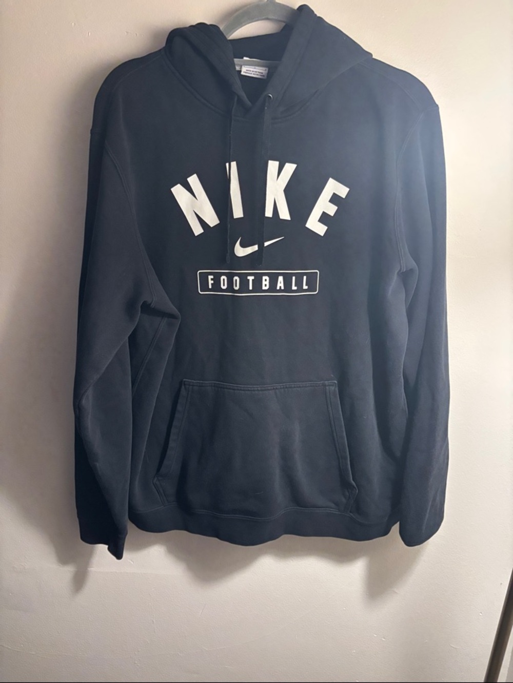 Nike Black Hoodie with White Logo - Football Pullover